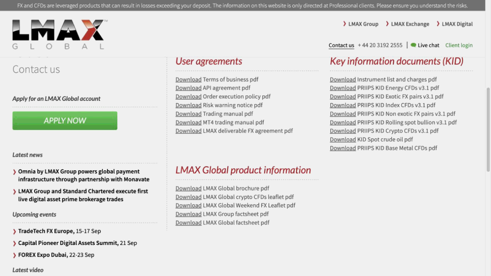 A broker client-documents page listing its order execution policy